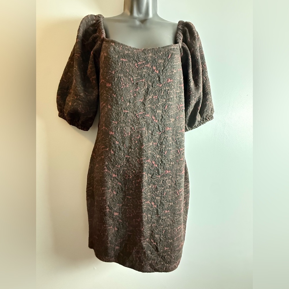 Free People Sunset Puff Sleeve Mini Dress Womens Sz M